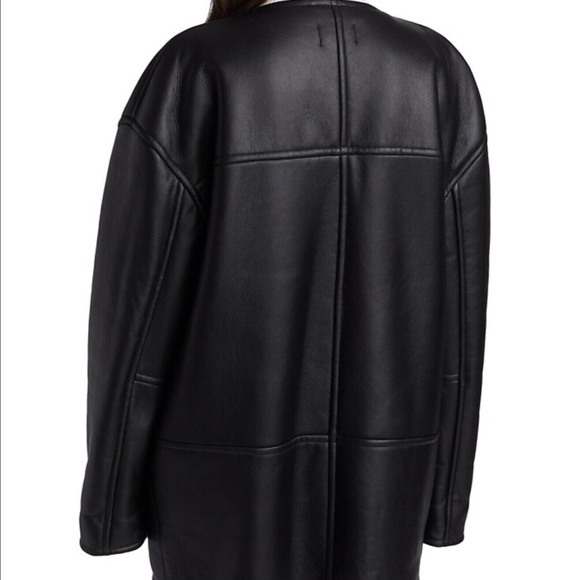 LOULOU STUDIO Dyed Shearling & Leather Coat Black Size XS - Picture 4 of 5